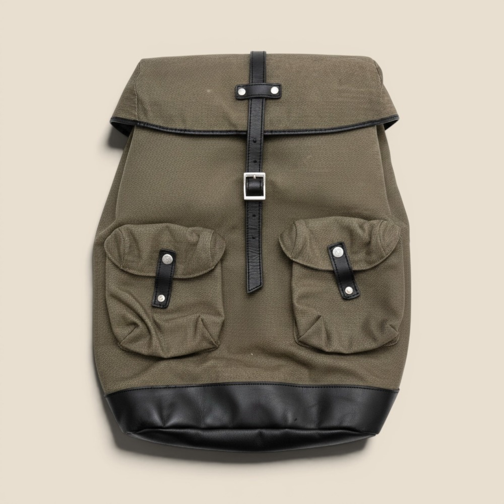 The Brothers Bray & Co Canvas Leather Rucksack Backpack Olive Green Mens Bag